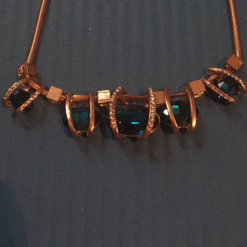 Necklace blue gold and silver